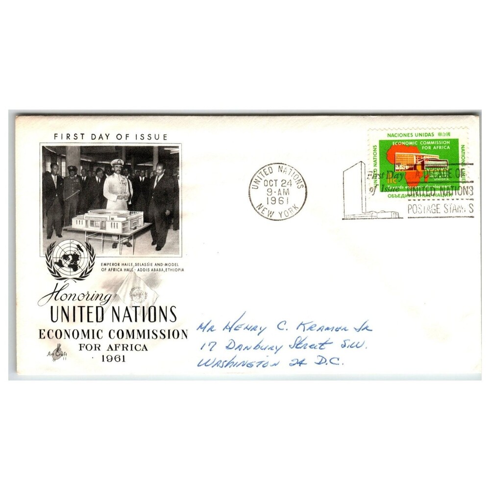 UN First Day Cover 1961 New York to Washington DC United Nations ECA